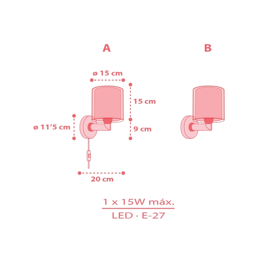 Dalber 41199 - Applique murale pour enfants RAINBOW 1xE27/15W/230V multicolore