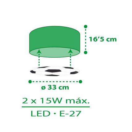 Dalber 41736 - Plafonnier enfant FOOTBALL 2xE27/15W/230V