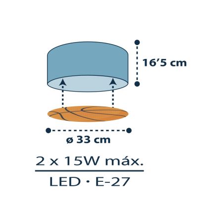 Dalber 41746 - Plafonnier enfant BASKET 2xE27/15W/230V