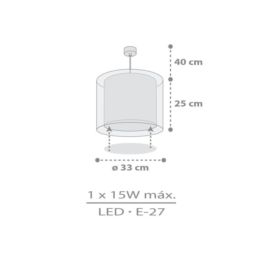 Dalber 41762E - Lustre pour enfant KAWAII FRIENDS 1xE27/15W/230V gris