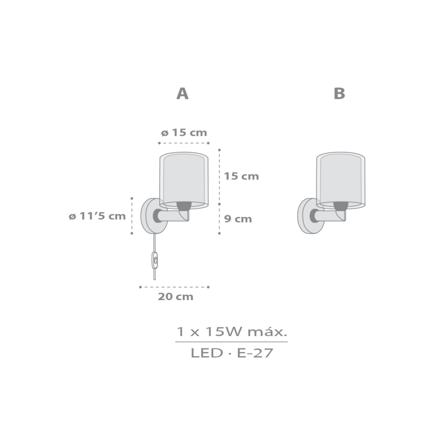 Dalber 41769E - Lampe murale pour enfant KAWAII FRIENDS 1xE27/15W/230V grise