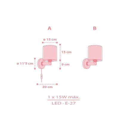 Dalber 41769S - Lampe murale pour enfants KAWAII FRIENDS 1xE27/15W/230V rose