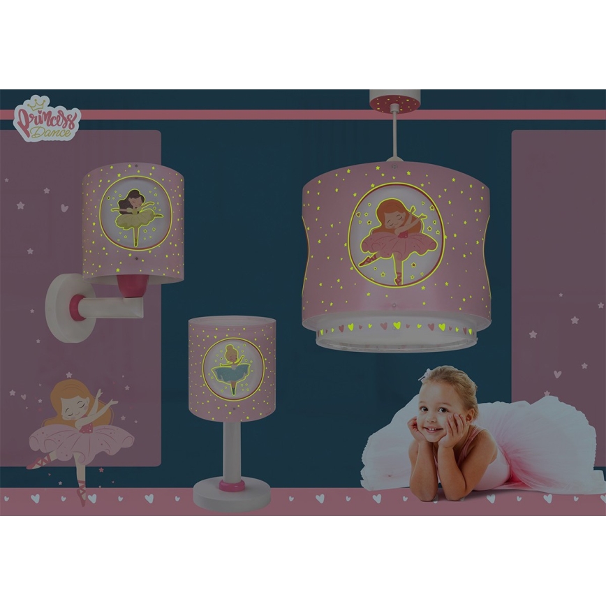 Dalber 60919 - Lampe murale pour enfant PRINCESS DANCE 1xE27/15W/230V, rose