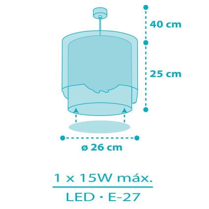 Dalber 61172T - Suspension pour enfant WHALE DREAMS 1xE27/15W/230V bleu