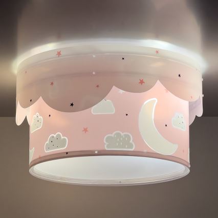 Dalber 61236S - Plafonnier enfant MOON 2xE27/60W/230V rose