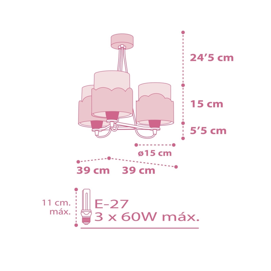 Dalber 61237S - Suspension enfant MOON 3xE27/60W/230V