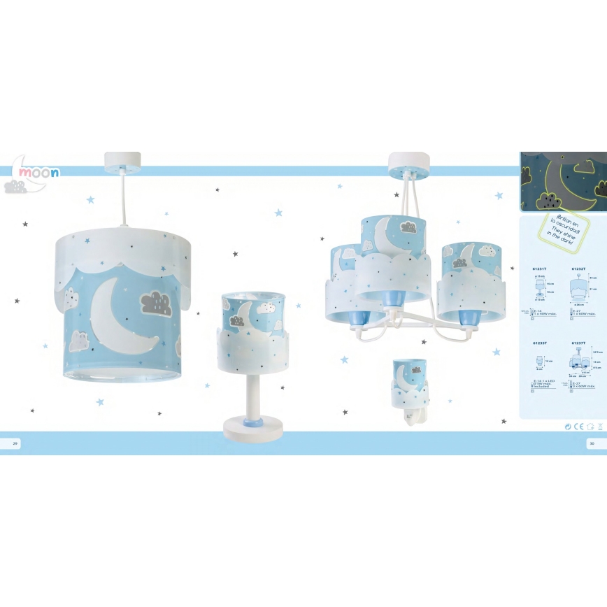 Dalber 61237T - Suspension pour enfant MOON 3xE27/60W/230V