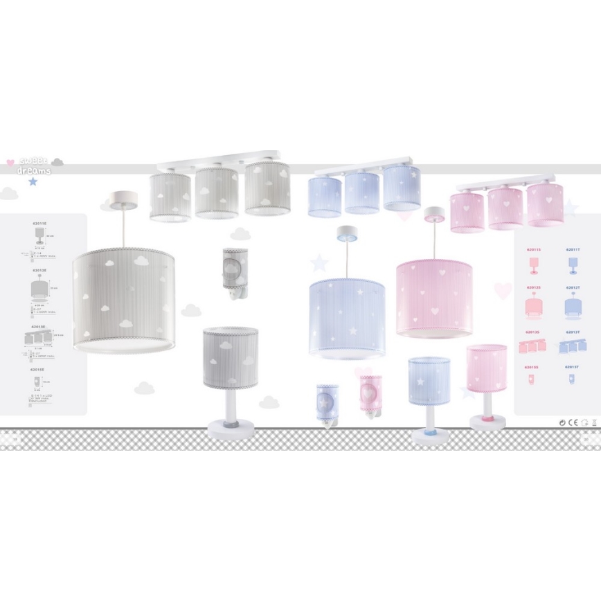 Dalber 62013S - Plafonnier enfant SWEET DREAMS 3xE27/60W/230V