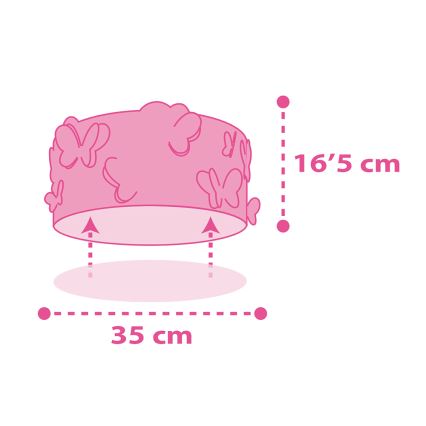 Dalber 62146 - Plafonnier enfant PAPILLON 2xE27/60W/230V