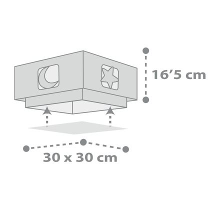 Dalber 63236E - Plafonnier enfant MOONLIGHT 2xE27/60W/230V gris