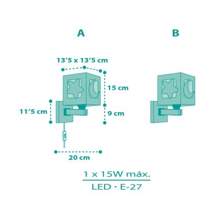 Dalber 63239H - Applique murale enfant MOONLIGHT 1xE27/15W/230V vert