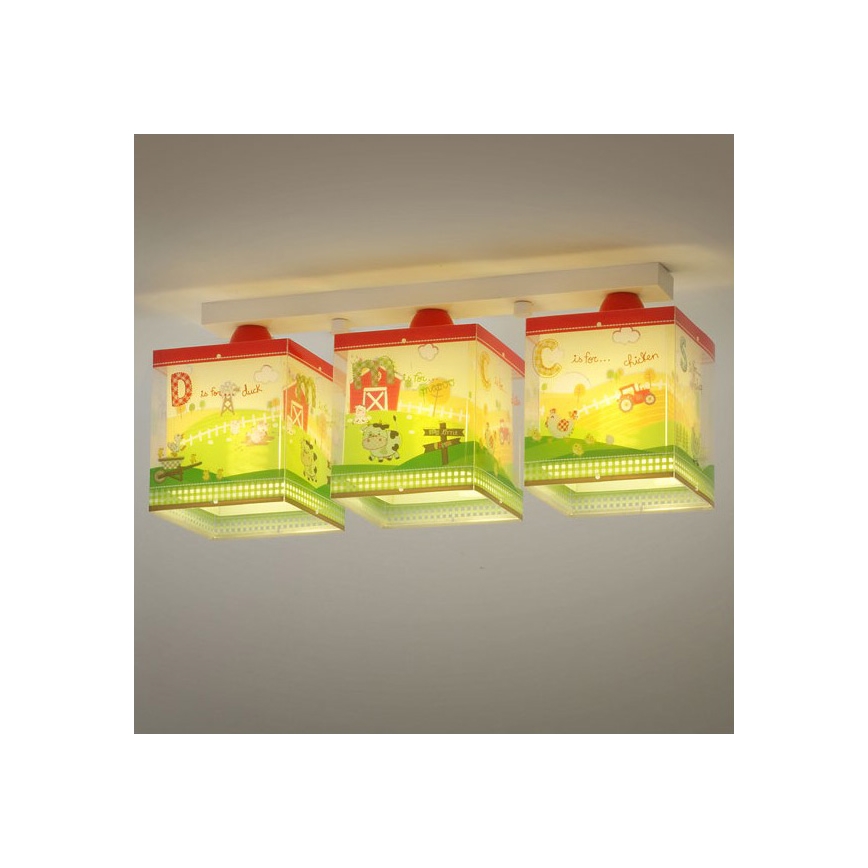 Dalber 64403 - Plafonnier enfant MY LITTLE FARM 3xE27/60W/230V