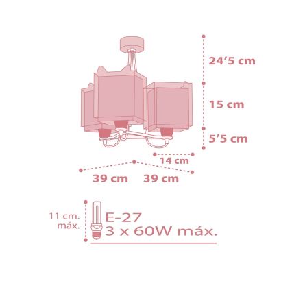 Dalber 64587 - Suspension pour enfant LITTLE FOX 3xE27/60W/230V