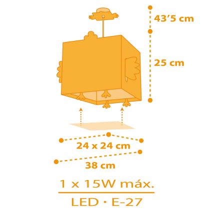 Dalber 64642 - Suspension pour enfant LITTLE CHICKEN 1xE27/15W/230V