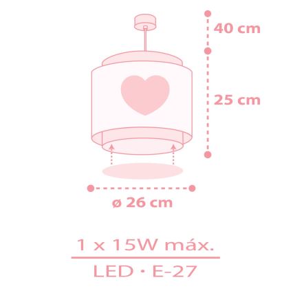 Dalber 76012S - Suspension pour enfant BABY DREAMS 1xE27/15W/230V rose