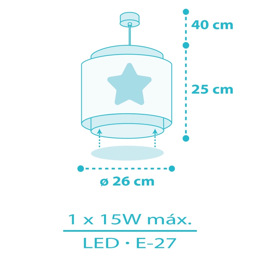 Dalber 76012T - Suspension pour enfant BABY DREAMS 1xE27/15W/230V bleu