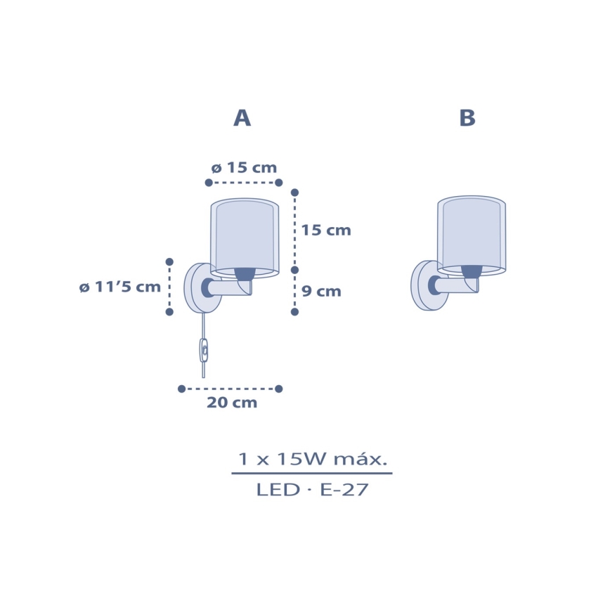 Dalber 76639 - Applique murale pour enfants MOON DREAMS 1xE27/15W/230V bleue