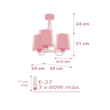 Dalber 81197S - Suspension pour enfant LIGHT FEELING 3xE27/60W/230V