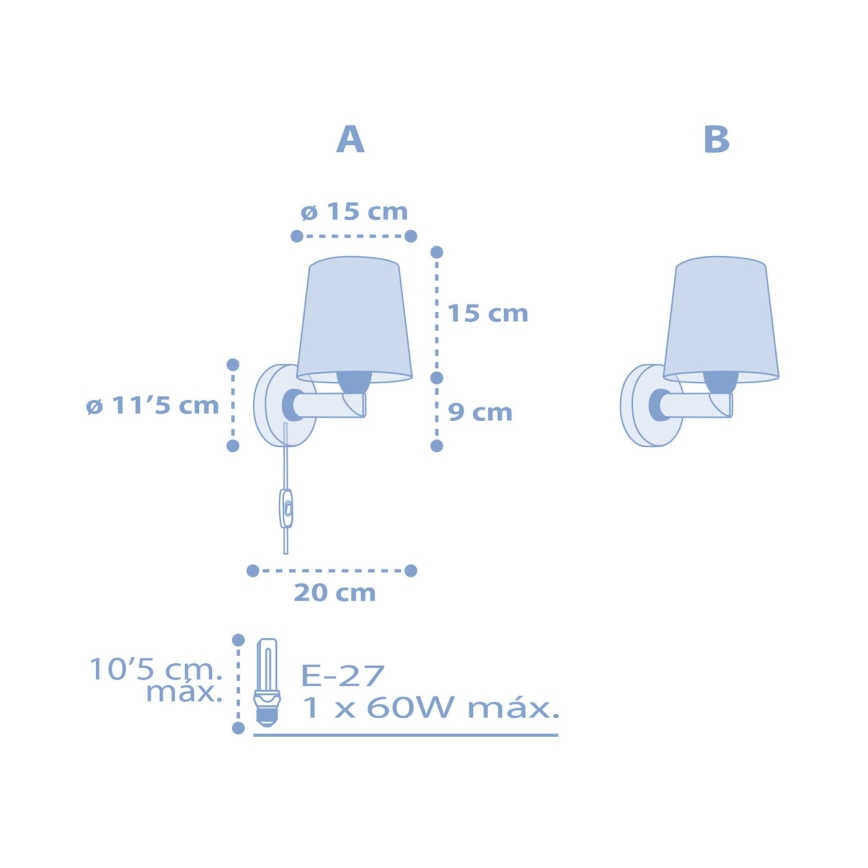 Dalber 82219T - Applique murale enfant STAR LIGHT 1xE27/60W/230V bleu