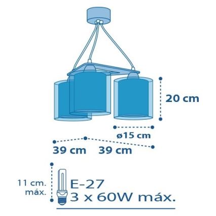 Dalber D-41344 - Suspension enfant PLANETS 3xE27/60W/230V