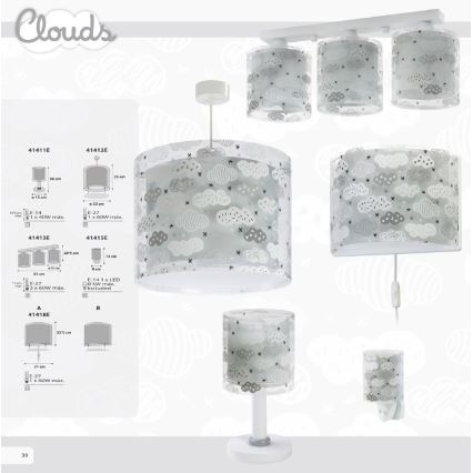 Dalber D-41411E - Lampe de table enfant CLOUDS 1xE14/40W/230V