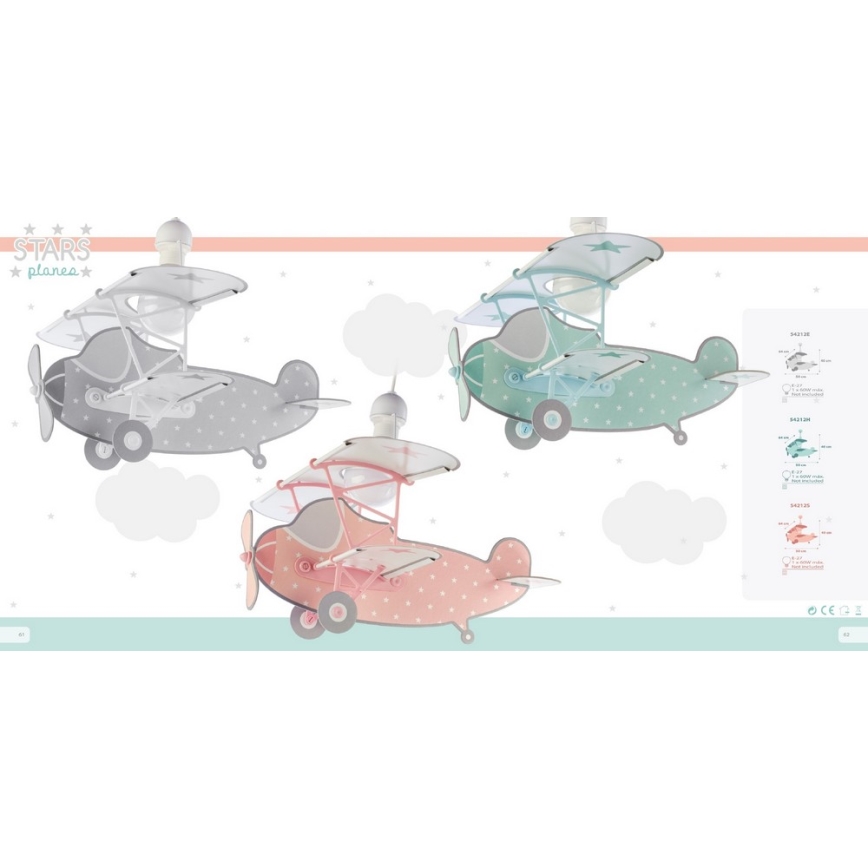 Dalber D-54212S - Suspension enfant STARS PLANES 1xE27/60W/230V