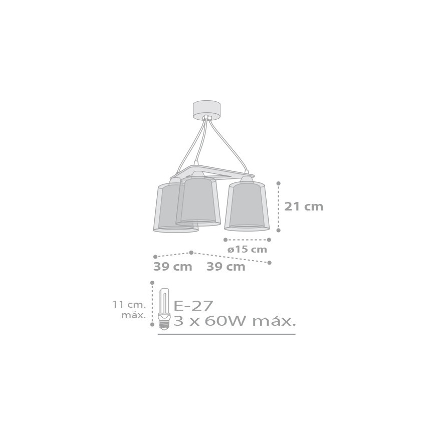 Dalber D-81214L - Suspension enfant STARS 3xE27/60W/230V