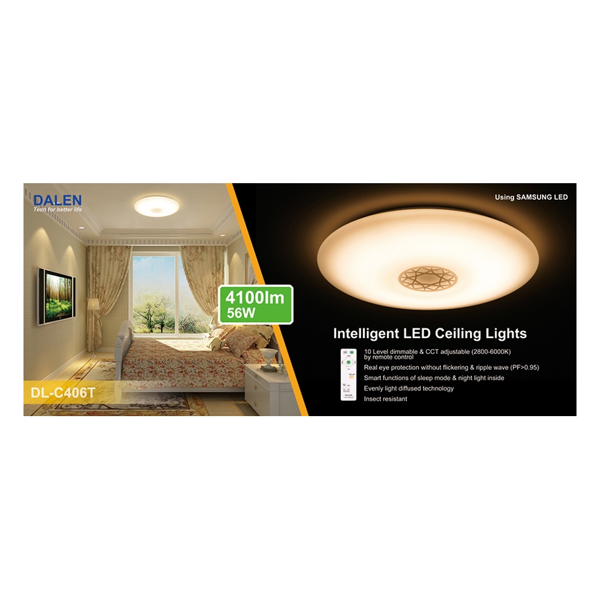 Dalen DL-C406T - Plafonnier LED à intensité modulable CLASSIC LED/56W/230V