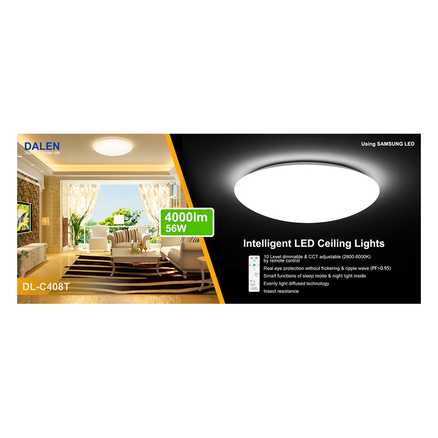 Dalen DL-C408T - Plafonnier LED à intensité modulable CLASSIC LED/56W/230V