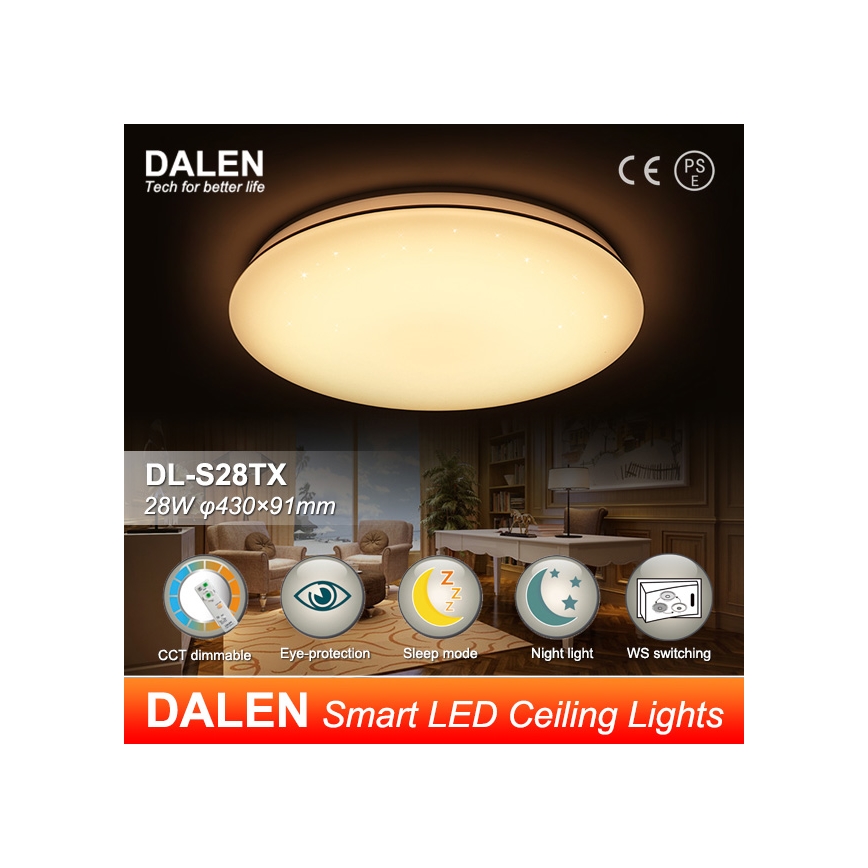 Dalen DL-S28TX - Plafonnier LED à intensité modulable STAR SKY LED/28W/230V