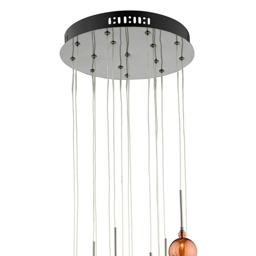 Där Lighting AUR1564 - Suspension sur câble AURELIA 15xG4/10W/230V noir/cuivré
