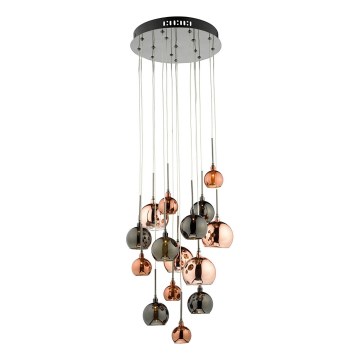 Där Lighting AUR1564 - Suspension sur câble AURELIA 15xG4/10W/230V noir/cuivré