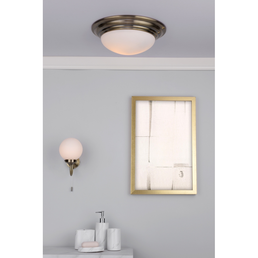 Där Lighting BAR5075 - Plafonnier de salle de bains BARCLAY, 1x E27/60W/230V, diamètre 38 cm, laiton
