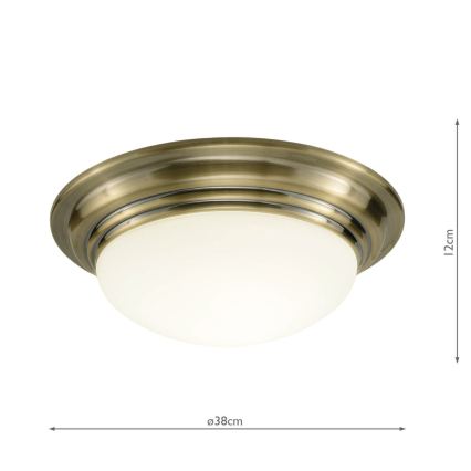 Där Lighting BAR5075 - Plafonnier de salle de bains BARCLAY, 1x E27/60W/230V, diamètre 38 cm, laiton