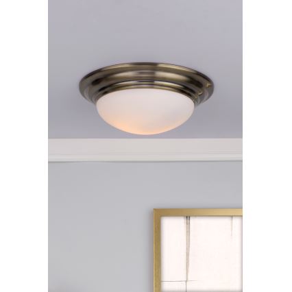 Där Lighting BAR5275 - Plafonnier de salle de bains BARCLAY 1xE27/60W/230V Ø 31 cm en laiton