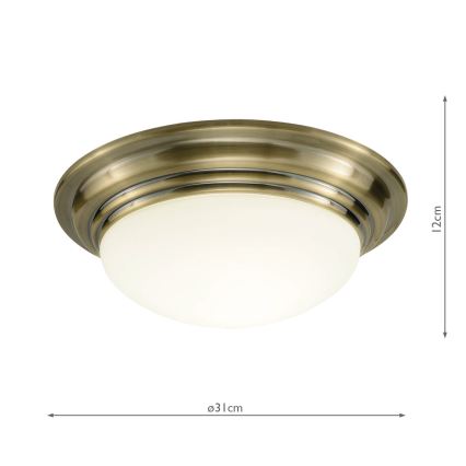 Där Lighting BAR5275 - Plafonnier de salle de bains BARCLAY 1xE27/60W/230V Ø 31 cm en laiton