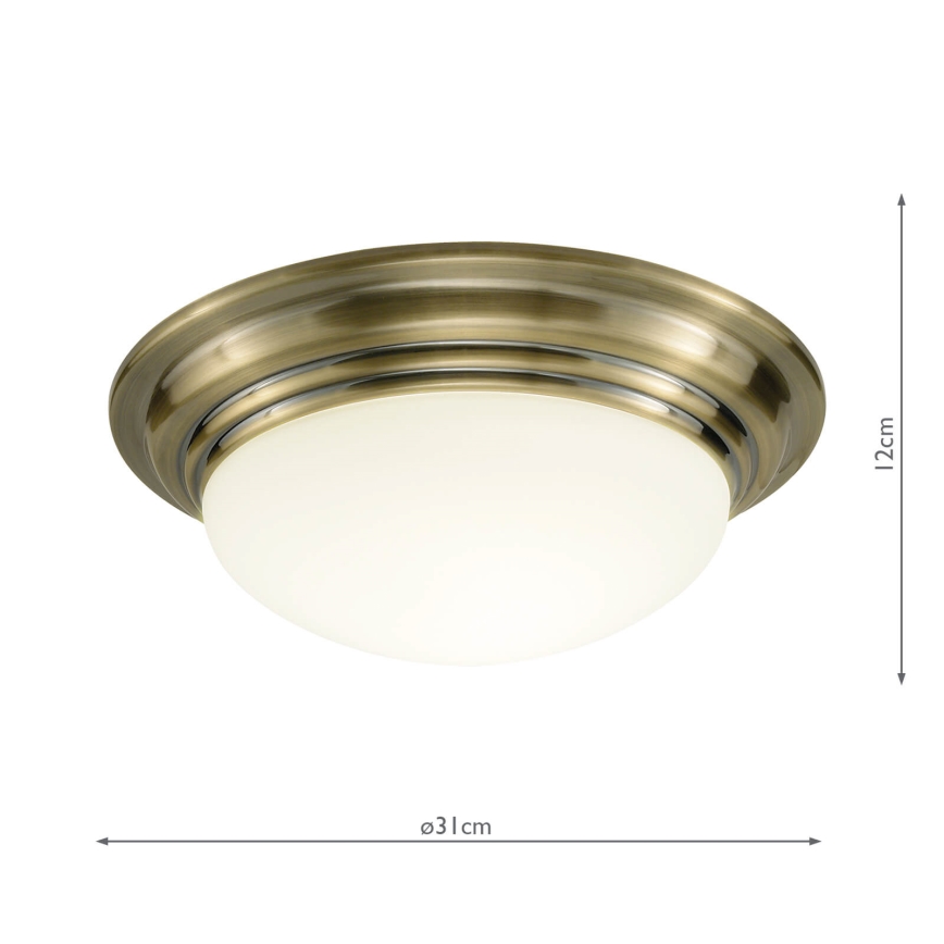 Där Lighting BAR5275 - Plafonnier de salle de bains BARCLAY 1xE27/60W/230V Ø 31 cm en laiton