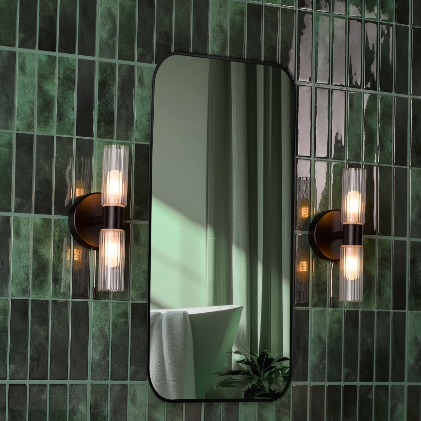 Där Lighting BOL0922 - Applique murale pour salle de bains BOLTON 2xG9/5W/230V IP44 noire