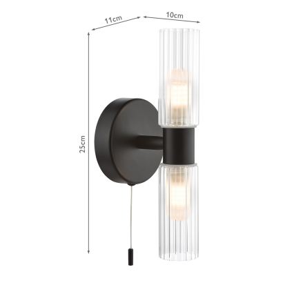 Där Lighting BOL0922 - Applique murale pour salle de bains BOLTON 2xG9/5W/230V IP44 noire