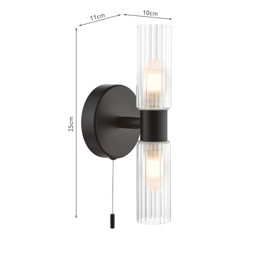 Där Lighting BOL0922 - Applique murale pour salle de bains BOLTON 2xG9/5W/230V IP44 noire