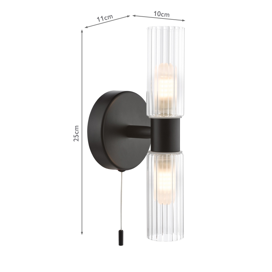 Där Lighting BOL0922 - Applique murale pour salle de bains BOLTON 2xG9/5W/230V IP44 noire