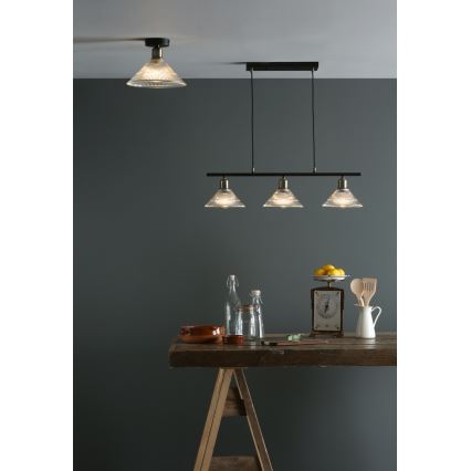 Där Lighting BOY0175 - Plafonnier BOYD 1xE27/60W/230V Ø 25 cm laiton/verre transparent