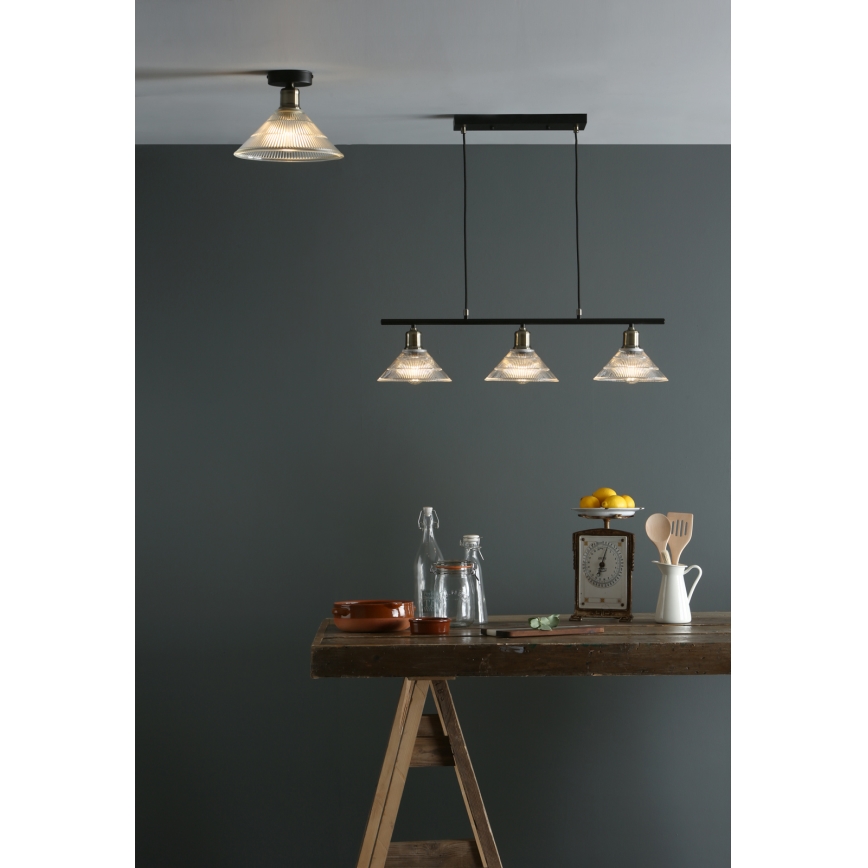 Där Lighting BOY0175 - Plafonnier BOYD 1xE27/60W/230V Ø 25 cm laiton/verre transparent