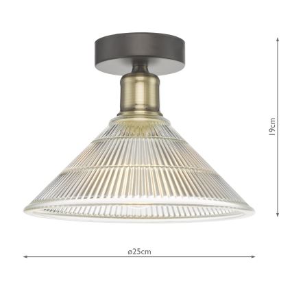 Där Lighting BOY0175 - Plafonnier BOYD 1xE27/60W/230V Ø 25 cm laiton/verre transparent