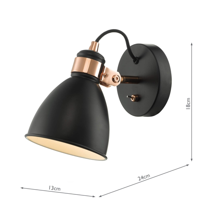 Där Lighting FRE0722 - Applique murale orientable FREDERICK 1xE14/40W/230V, noire