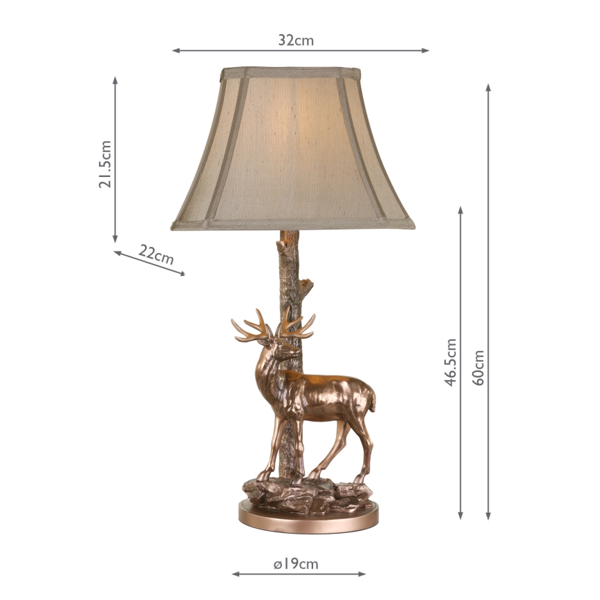 Där Lighting GUL5545-X - Lampe de table GULLIVER 1xE27/60W/230V beige/bronze