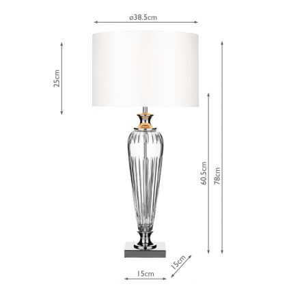 Där Lighting HIN4208 - Lampe de table HINTON 1xE27/60W/230V blanc/chrome poli