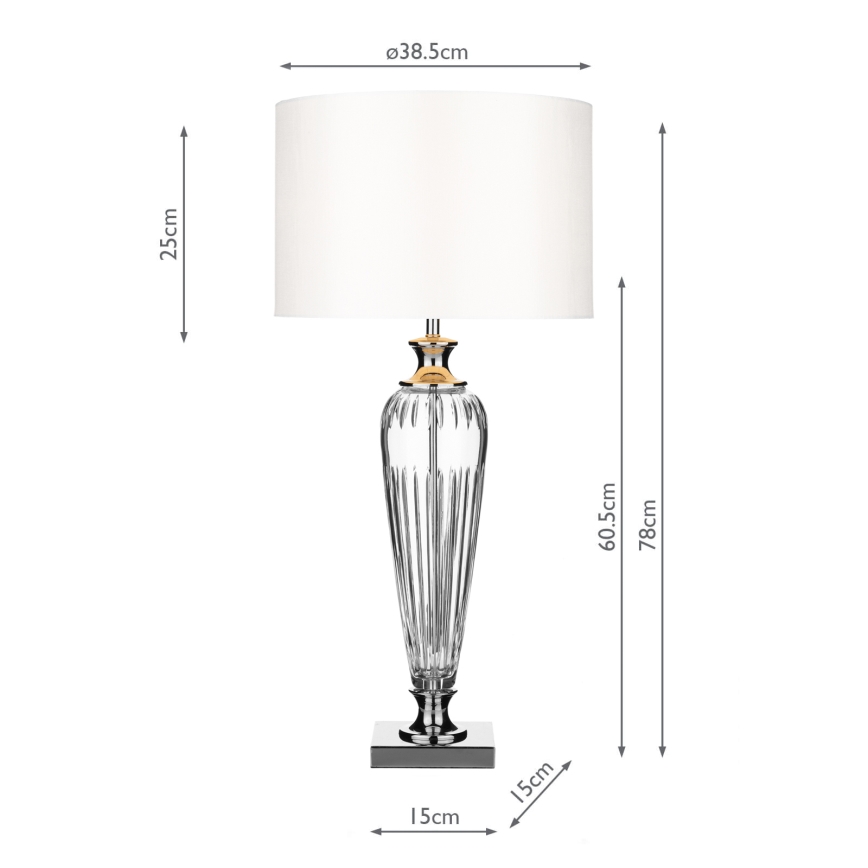 Där Lighting HIN4208 - Lampe de table HINTON 1xE27/60W/230V blanc/chrome poli