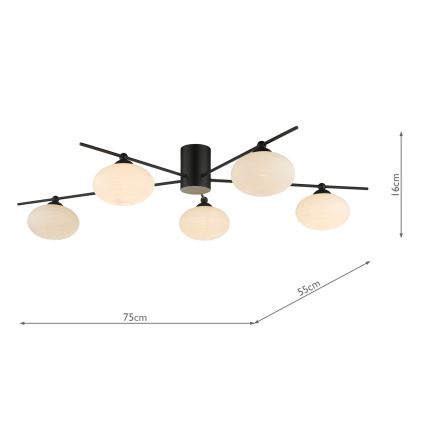 Där Lighting JAS5422 - Plafonnier JASPER monté en surface 5xG9/25W/230V noir