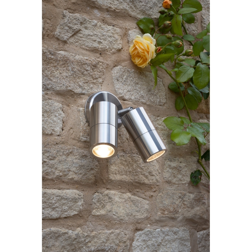 Där Lighting ORT0968 - Spot mural LED d'extérieur ORTEGA 2xGU10/5W/230V IP65 chrome brillant